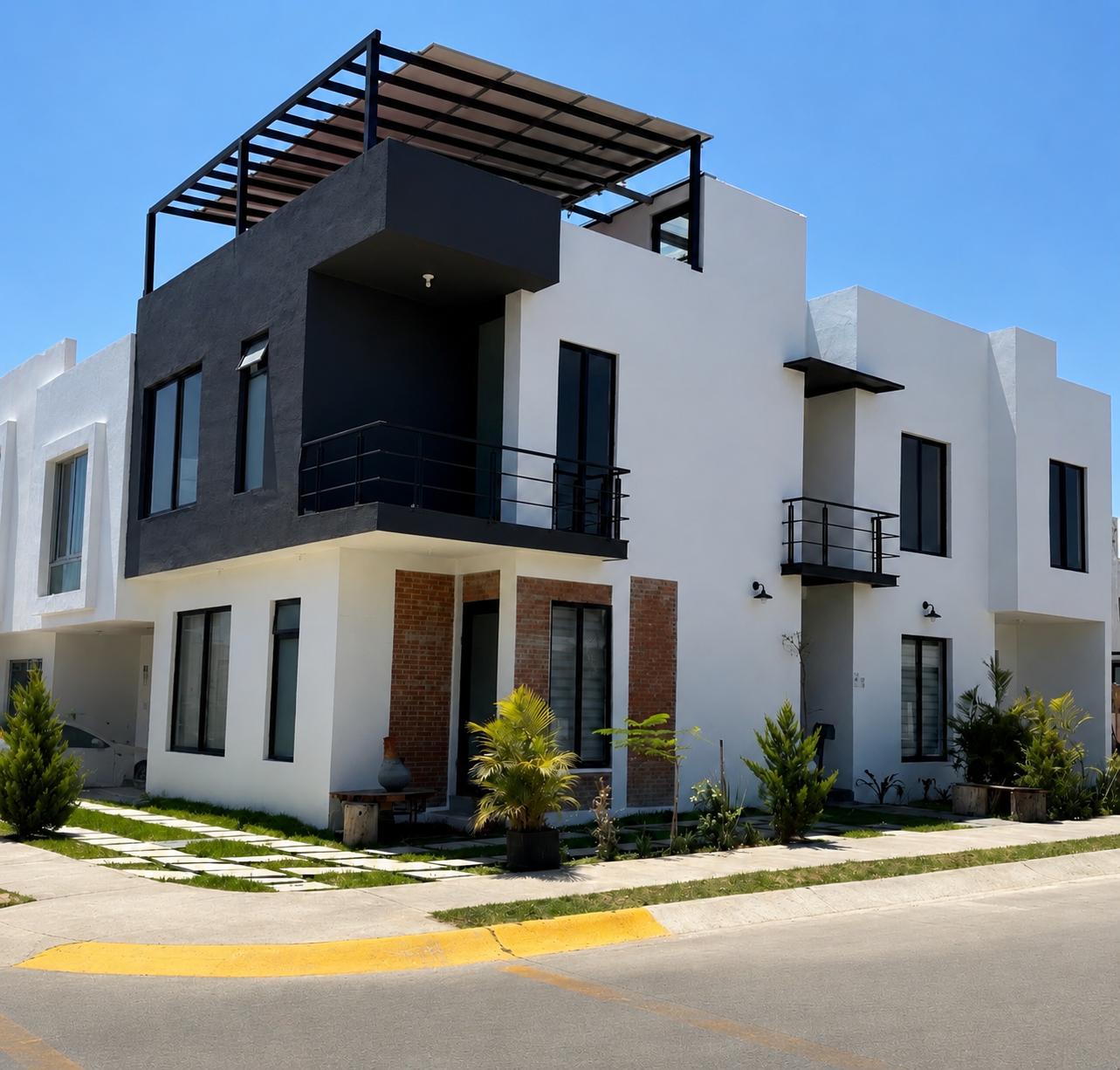 Casa contemporánea en blanco y negro